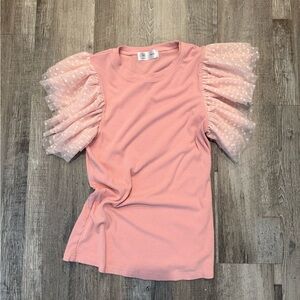 💖Liam & Co Blush Pink Swiss Dot Puff Sleeve Top – Size Medium💖